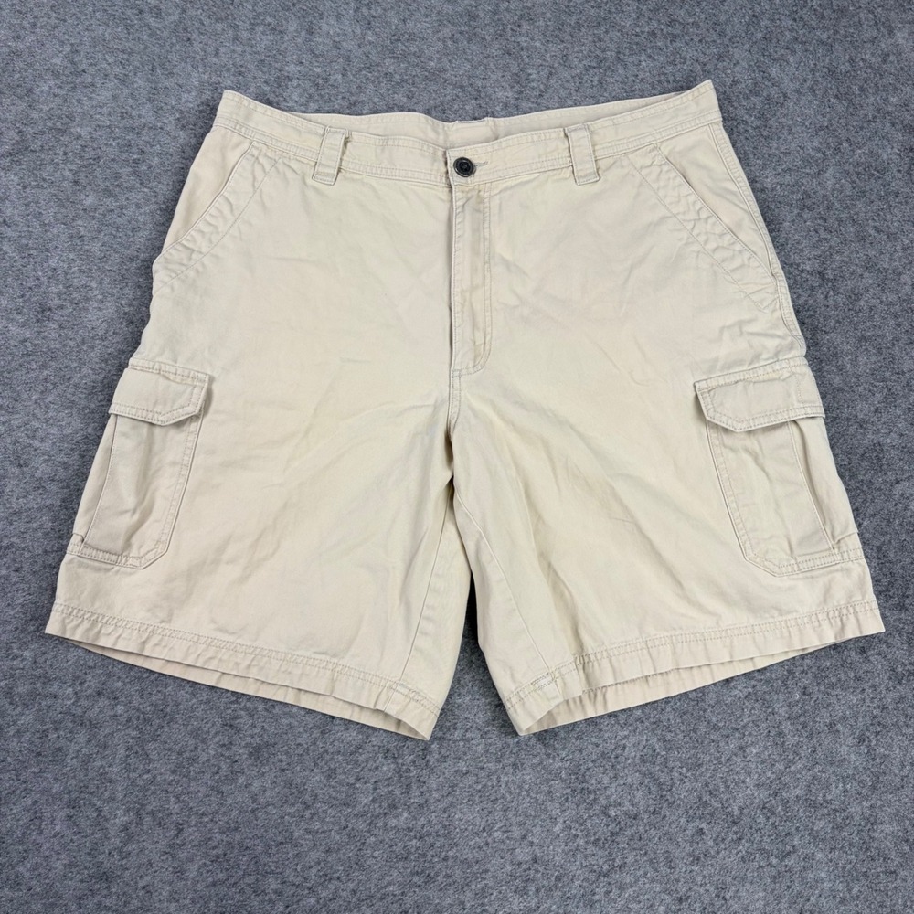 Columbia Omni-Shade Cargo Shorts Mens 38 Tan Solid Cotton Sun Protection Utility